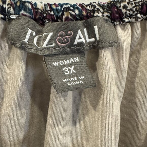 Roz & Ali 3xl Paisley Peasant Blouse EUC Boho Smocked Hem Workwear Versatile - Picture 3 of 6